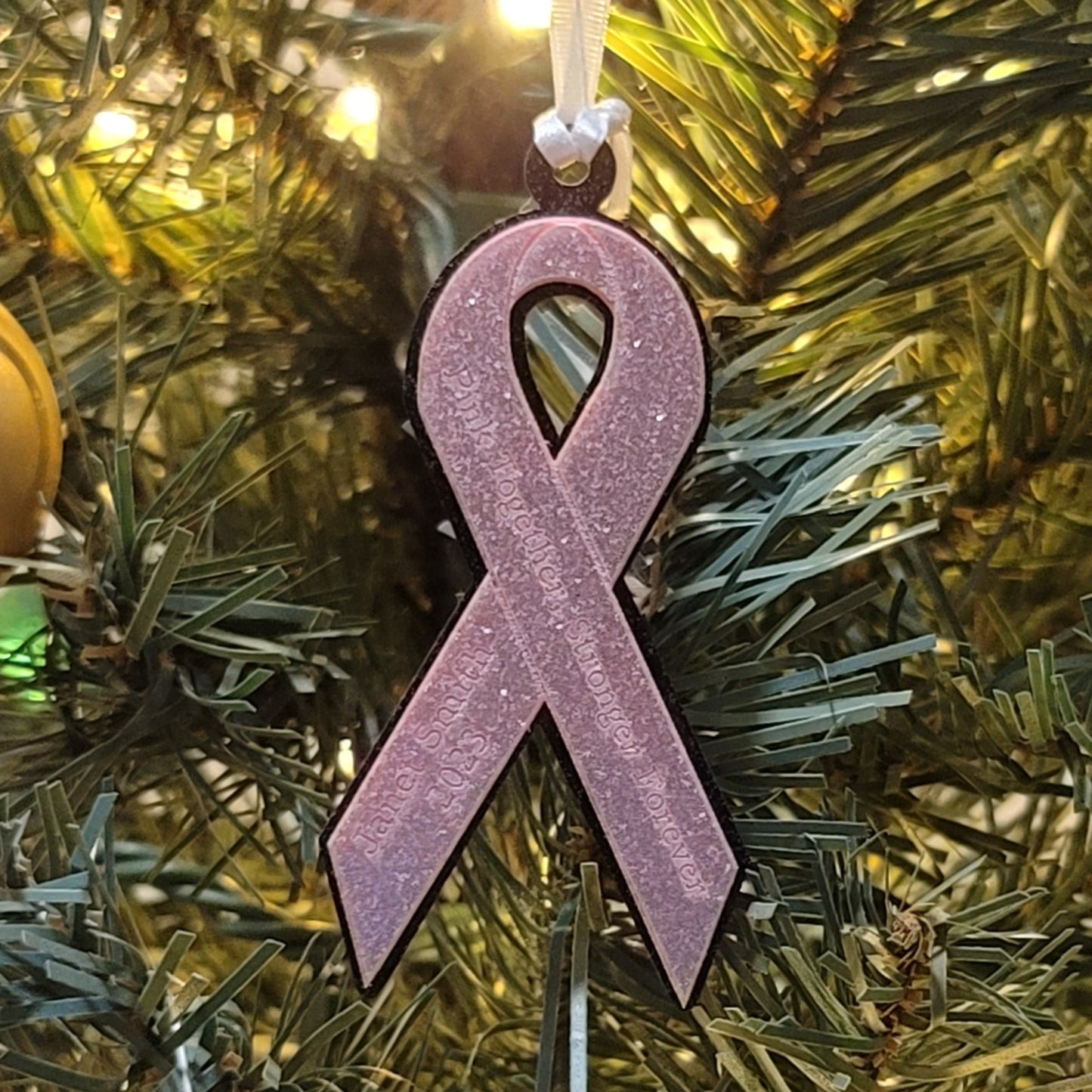 Pink Ribbon Breast Cancer Awareness Christmas Ornament - Matt Granger Designs