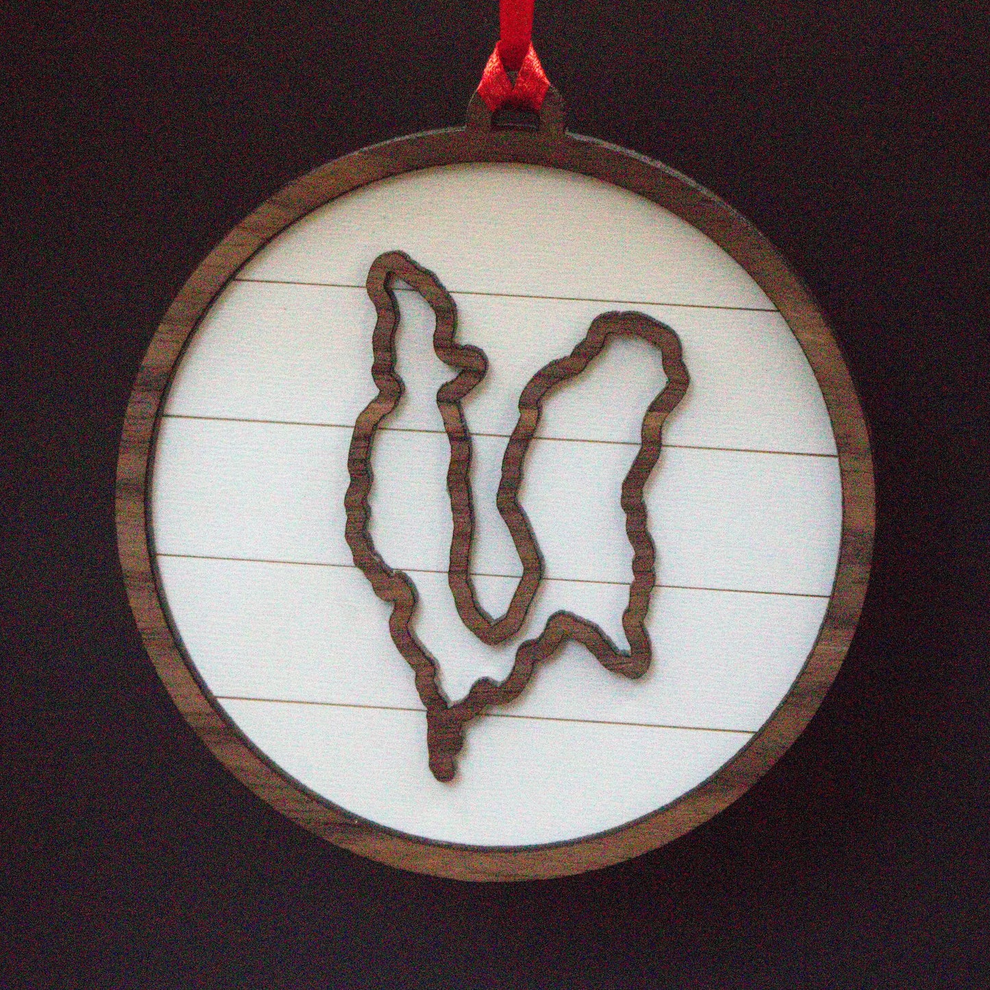 Shiplap Wood Christmas Ornament Lake (Michigan)