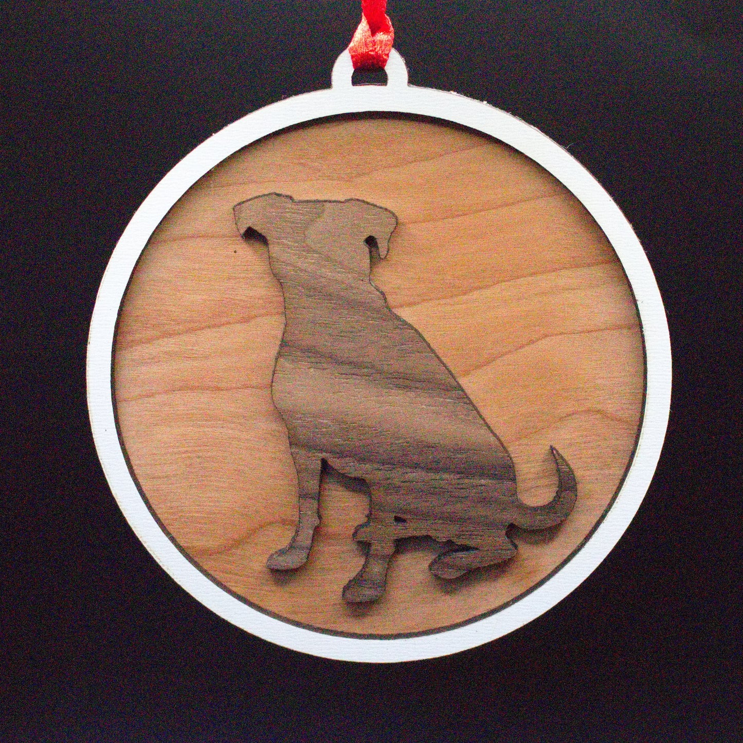 Wooden Dog Christmas Ornaments