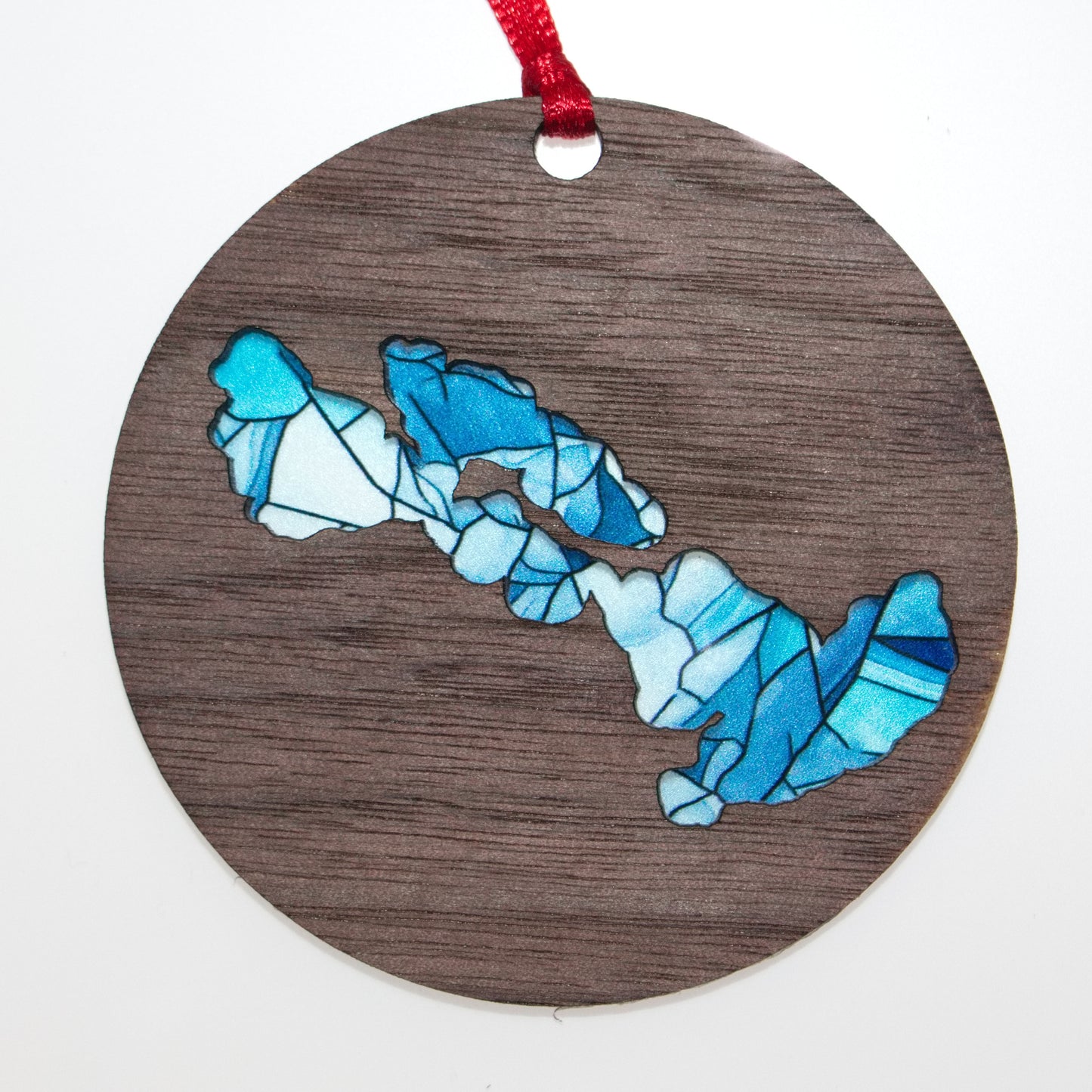 Mosaic Acrylic and Wood Christmas Ornament Lake (Indiana)