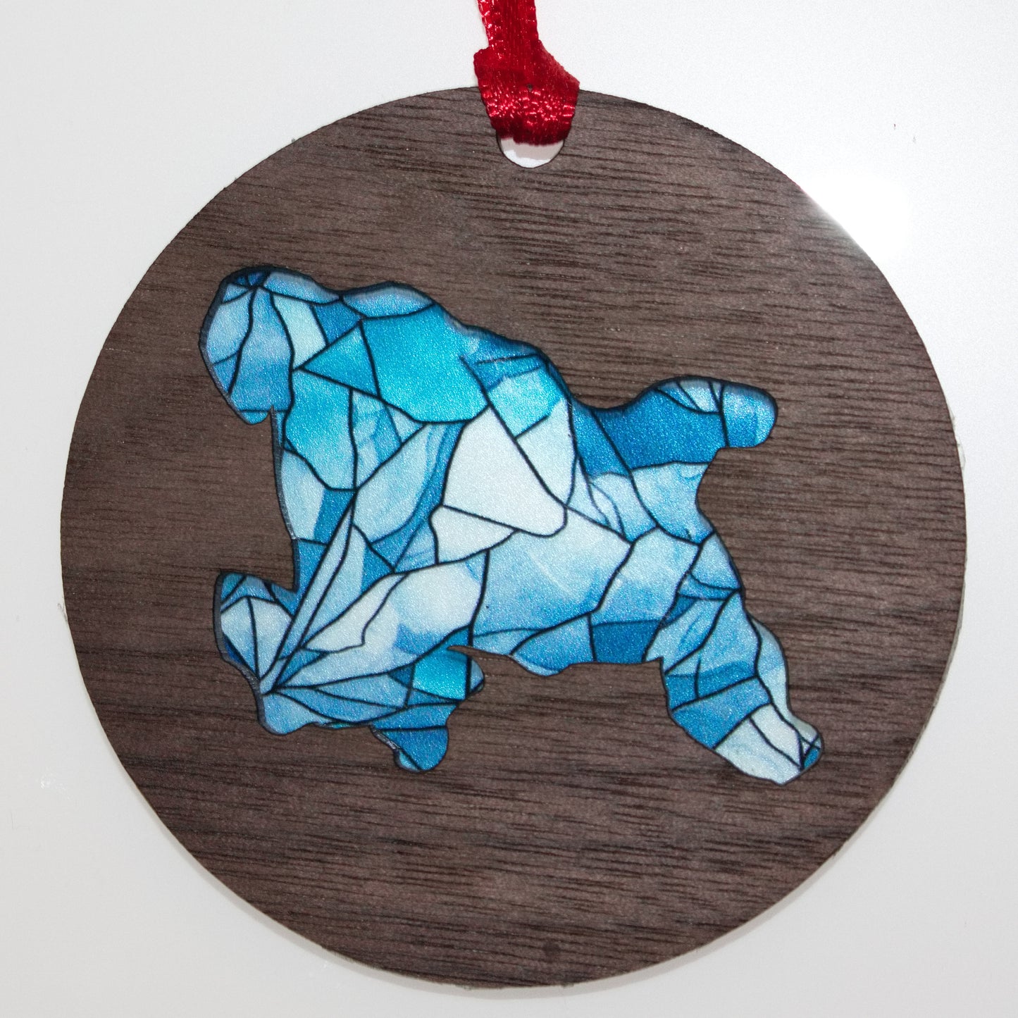 Mosaic Acrylic and Wood Christmas Ornament Lake (Indiana)