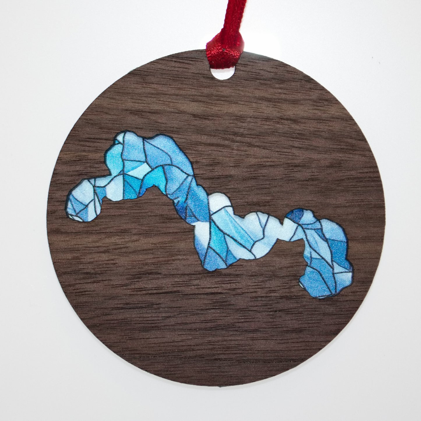 Mosaic Acrylic and Wood Christmas Ornament Lake (Indiana)