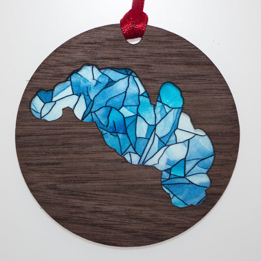 Mosaic Acrylic and Wood Christmas Ornament Lake (Indiana)
