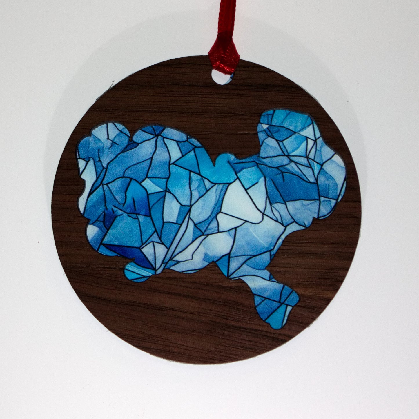 Mosaic Acrylic and Wood Christmas Ornament Lake (Indiana)