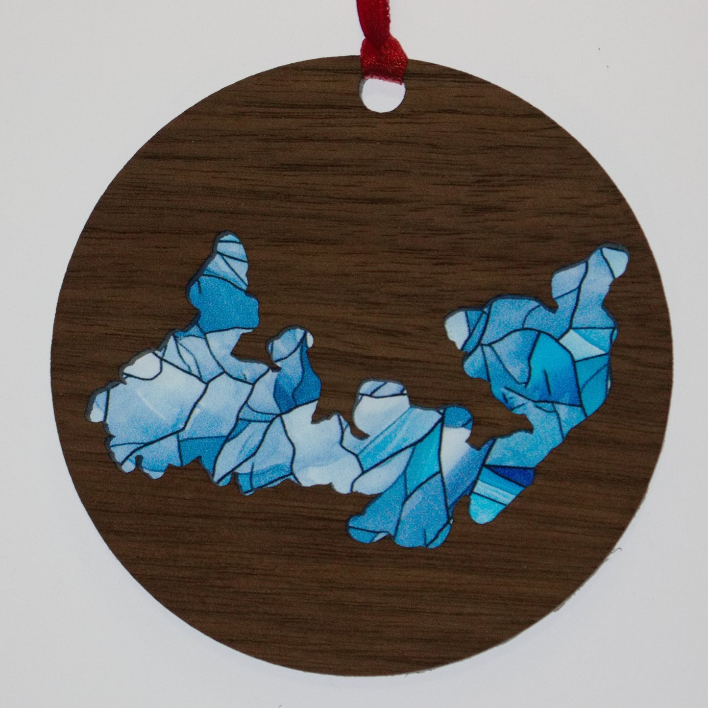 Mosaic Acrylic and Wood Christmas Ornament Lake (Michigan)