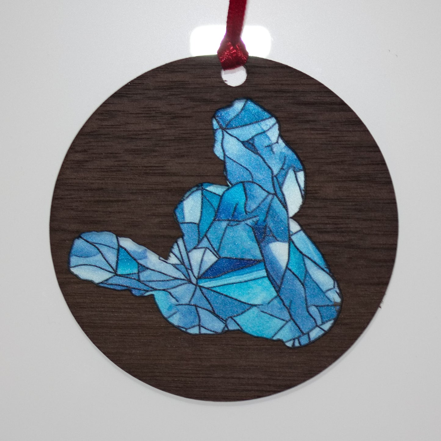 Mosaic Acrylic and Wood Christmas Ornament Lake (Michigan)