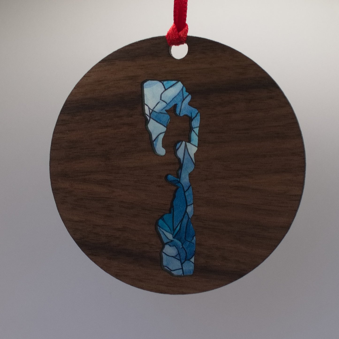 Mosaic Acrylic and Wood Christmas Ornament Lake (Indiana)