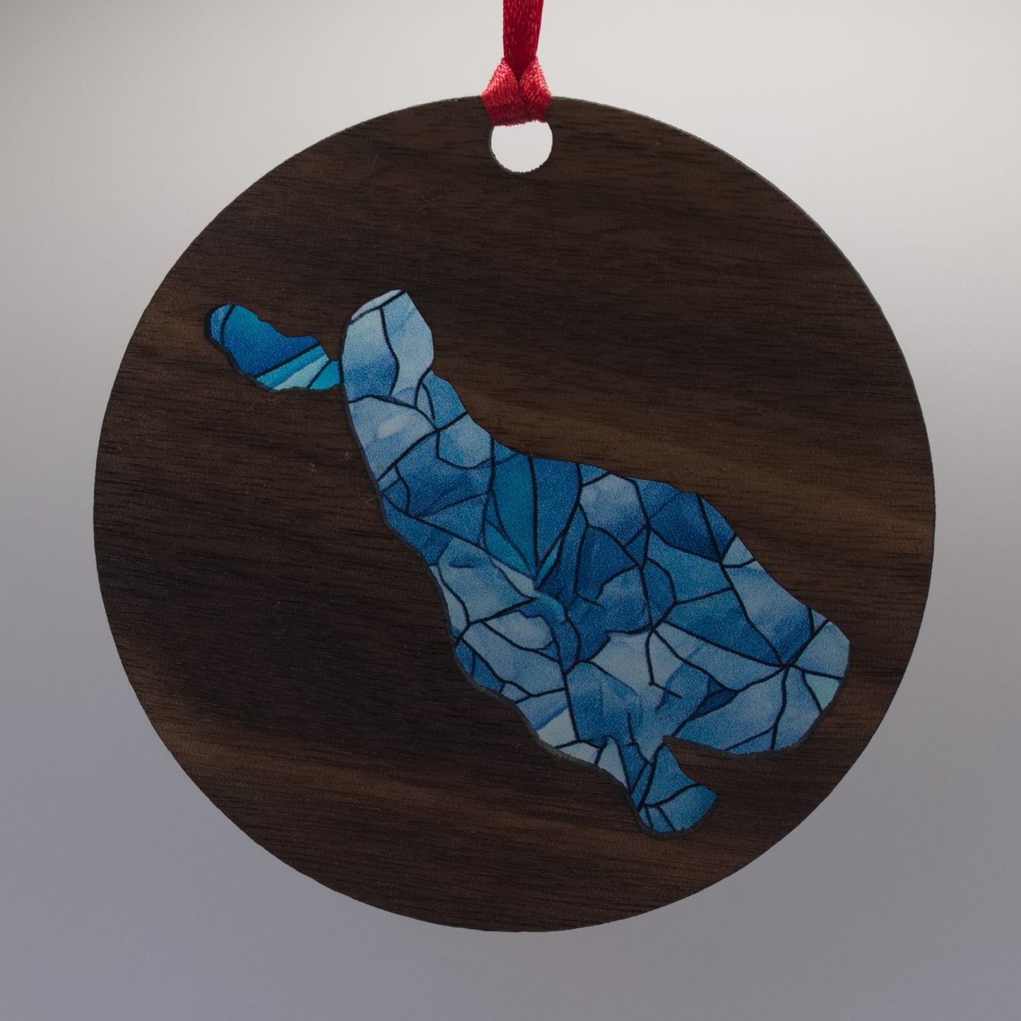 Mosaic Acrylic and Wood Christmas Ornament Lake (Indiana)