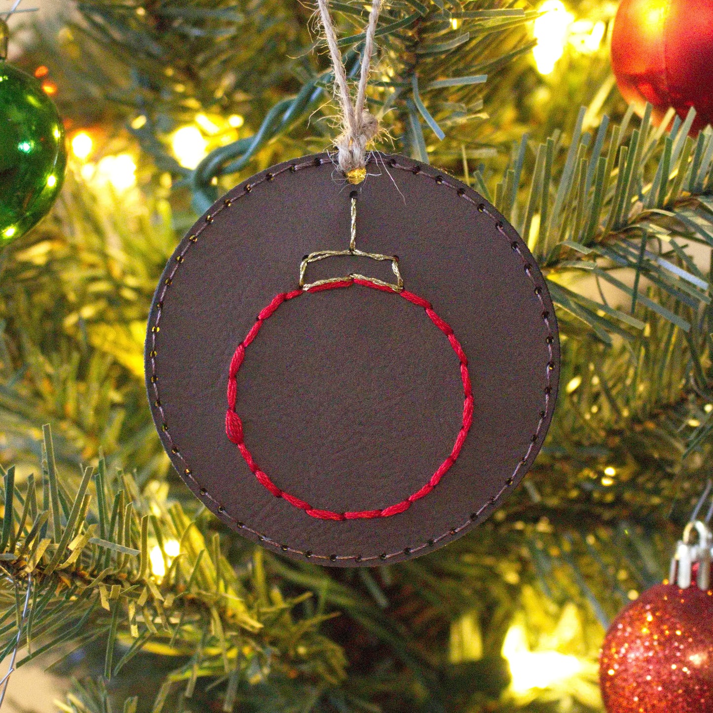 Leather Color Stitched Christmas Ornaments - Matt Granger Designs