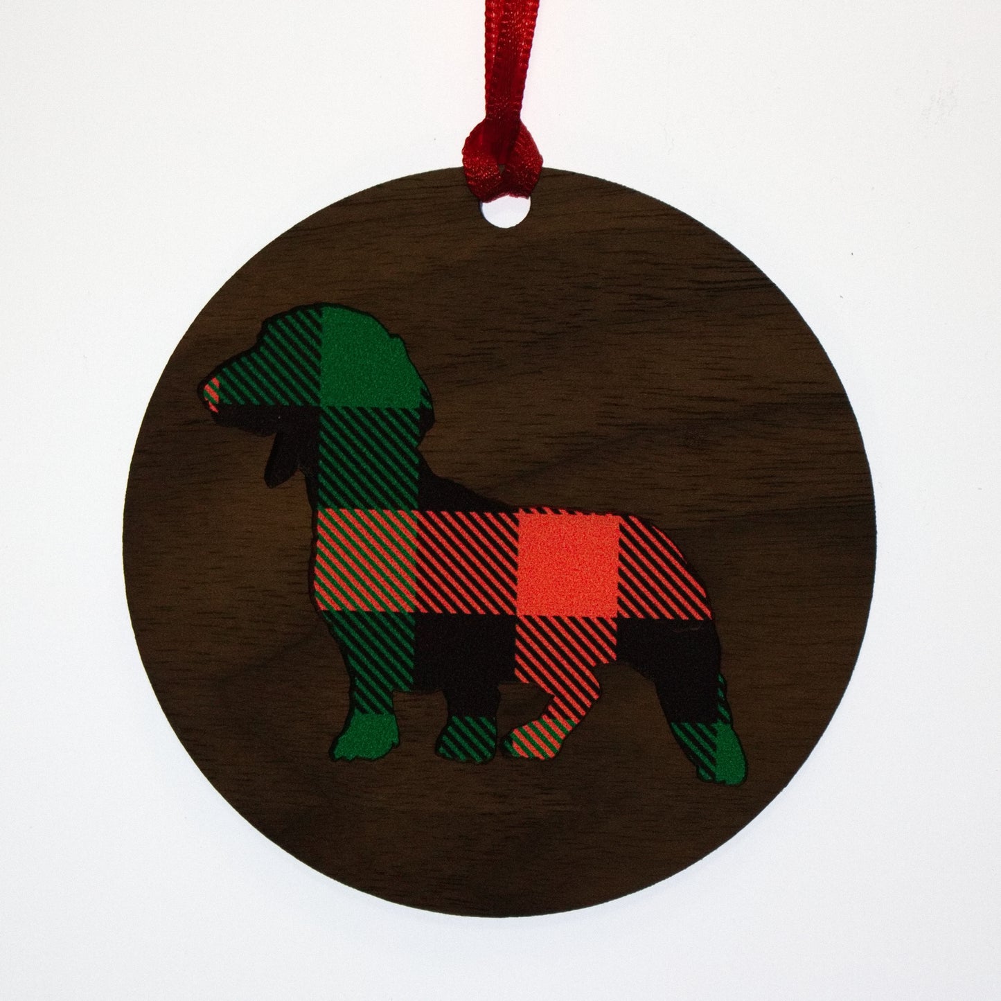 Plaid Dog Christmas Ornaments