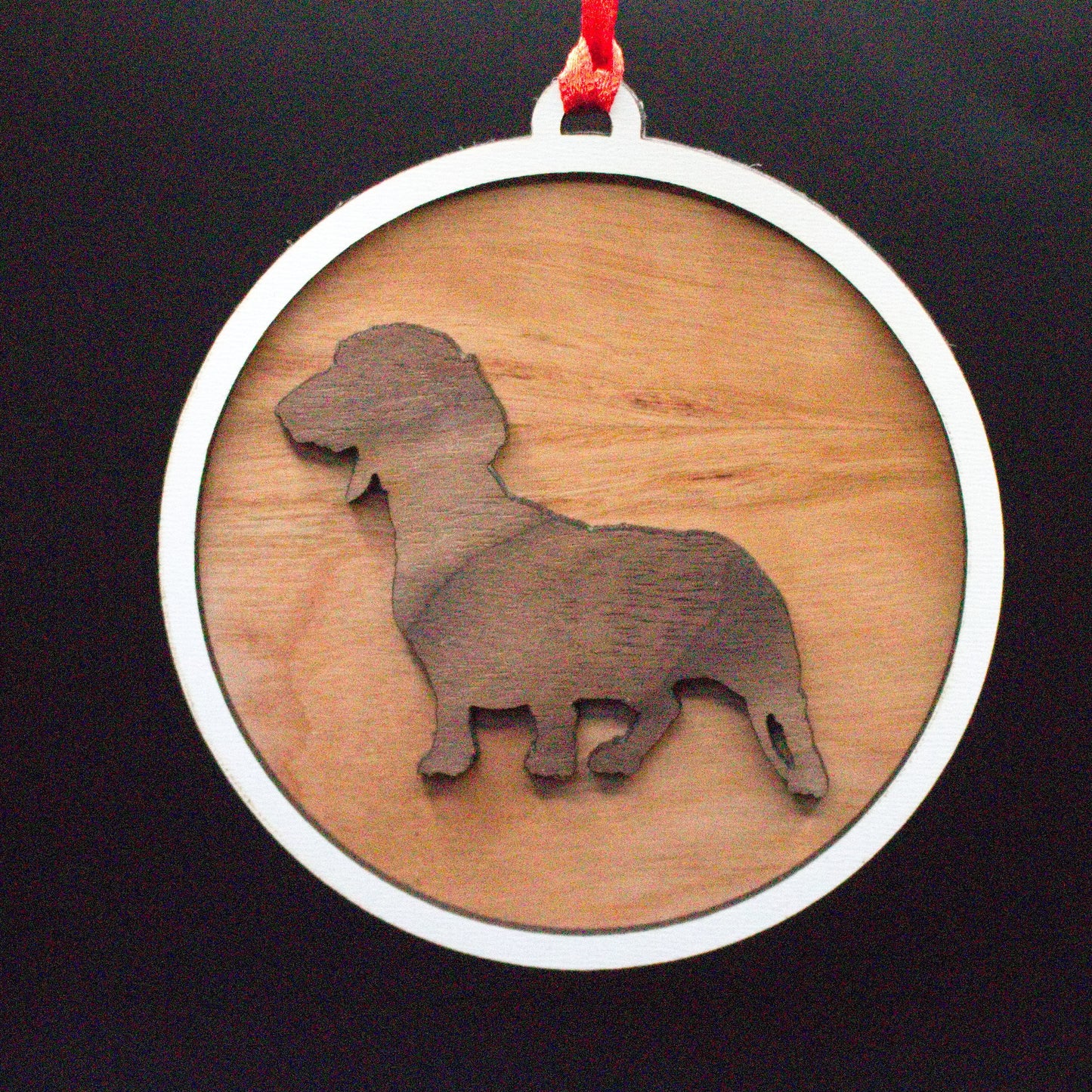 Wooden Dog Christmas Ornaments