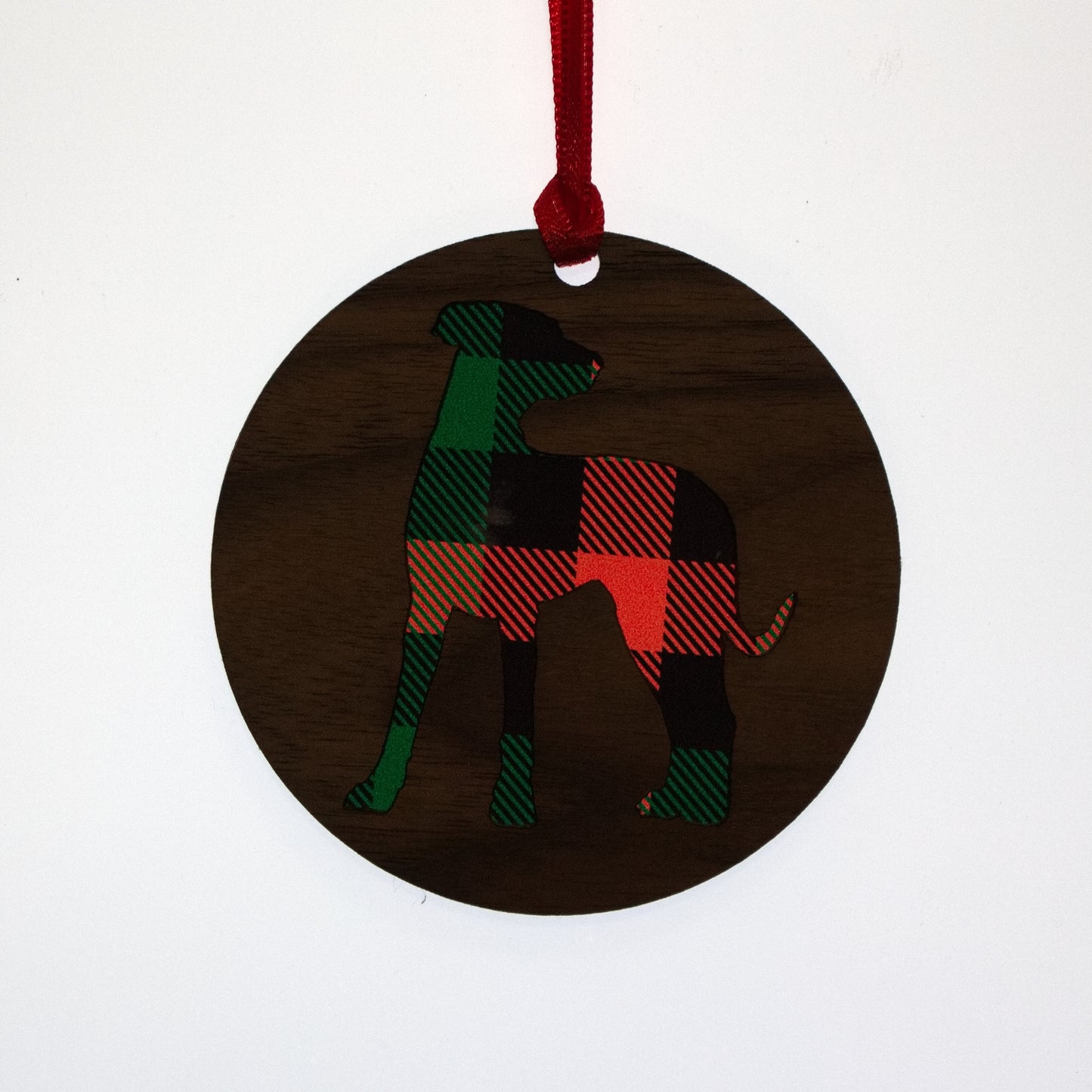 Plaid Dog Christmas Ornaments