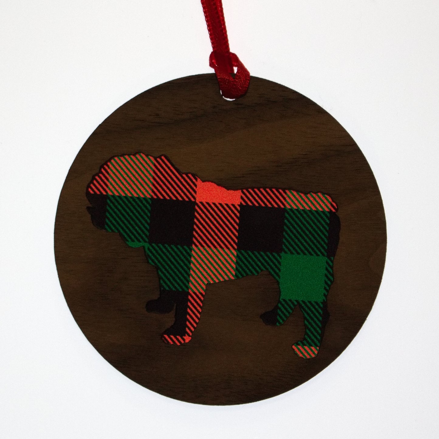 Plaid Dog Christmas Ornaments
