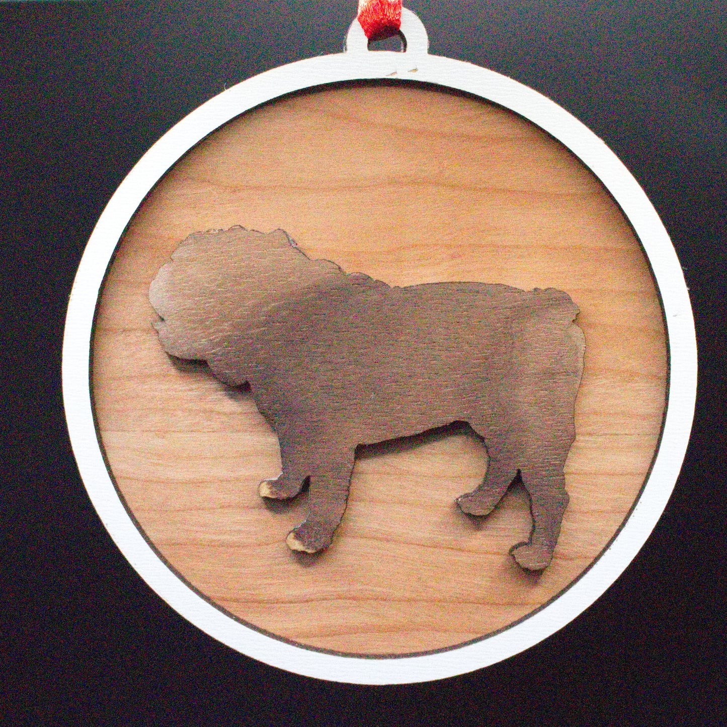 Wooden Dog Christmas Ornaments