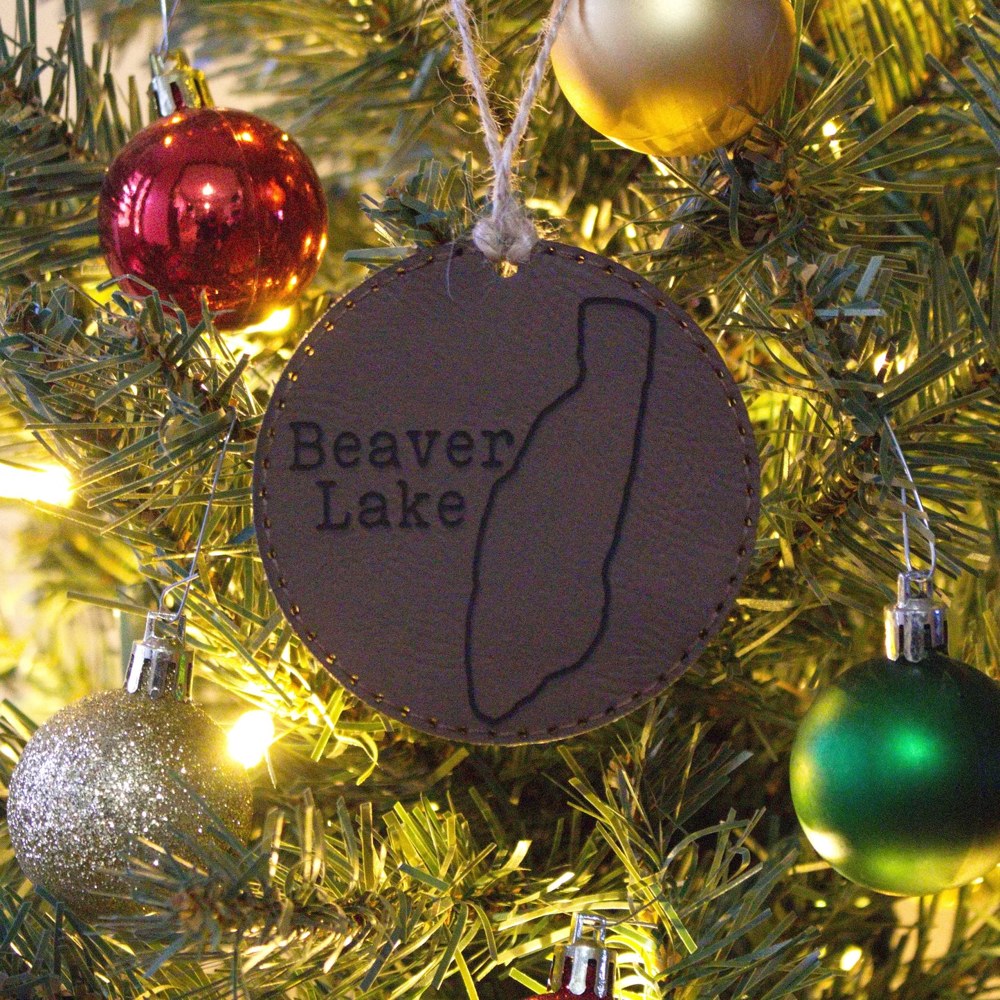 Leather Christmas Ornament Lake (Michigan) - Matt Granger Designs