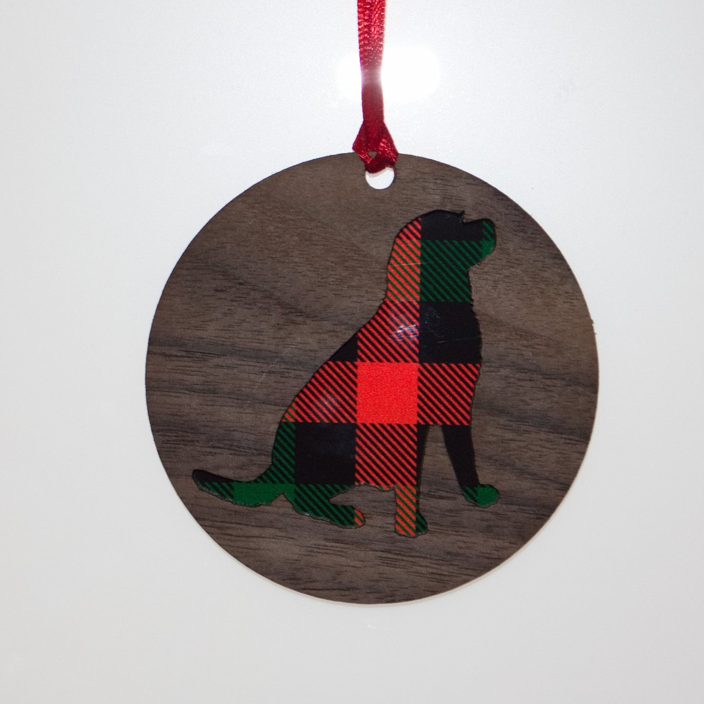 Plaid Dog Christmas Ornaments