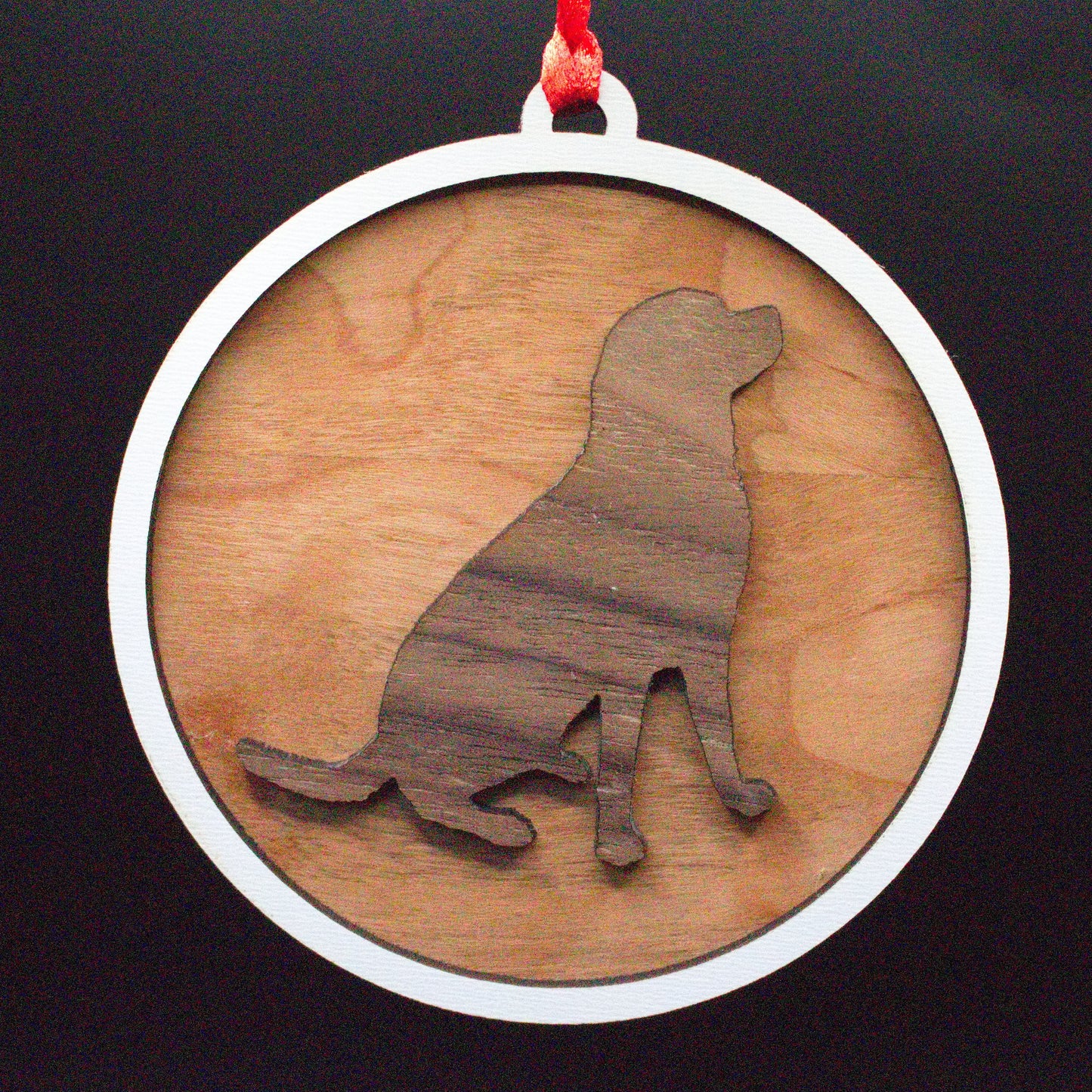 Wooden Dog Christmas Ornaments