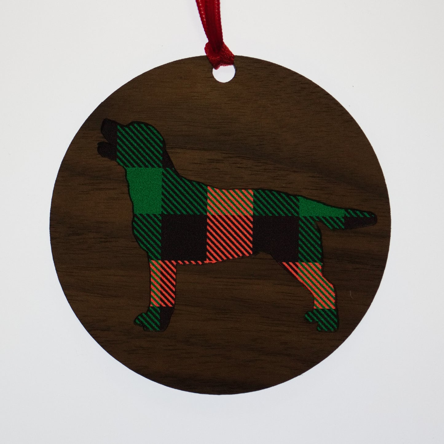 Plaid Dog Christmas Ornaments