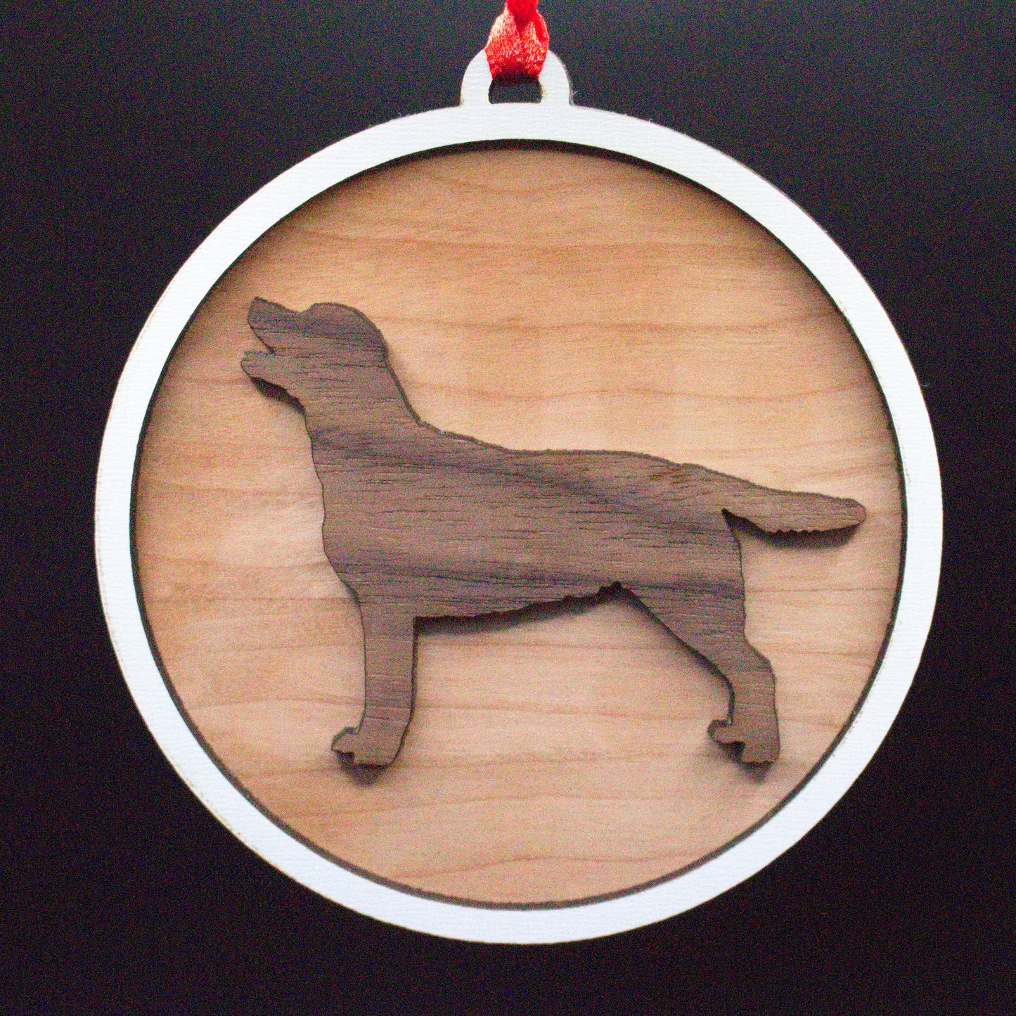 Wooden Dog Christmas Ornaments