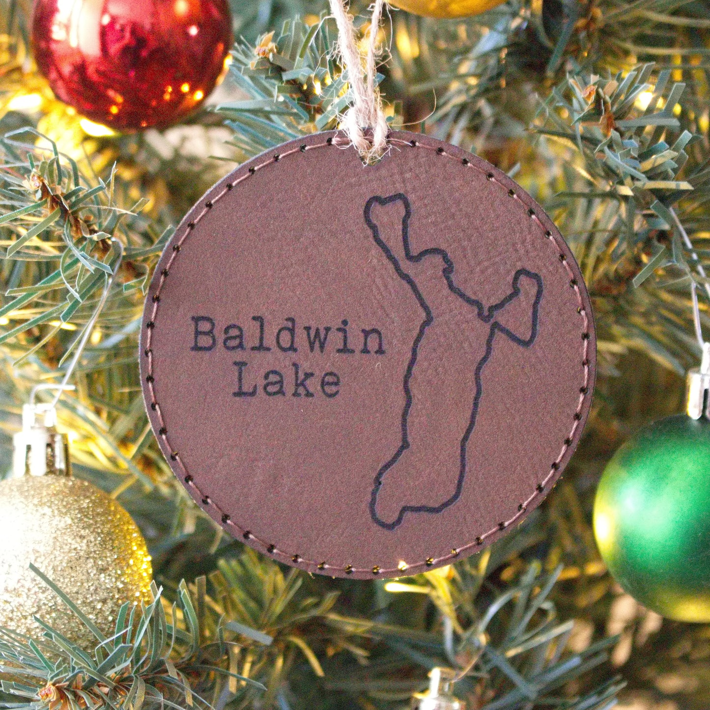 Leather Christmas Ornament Lake (Michigan)