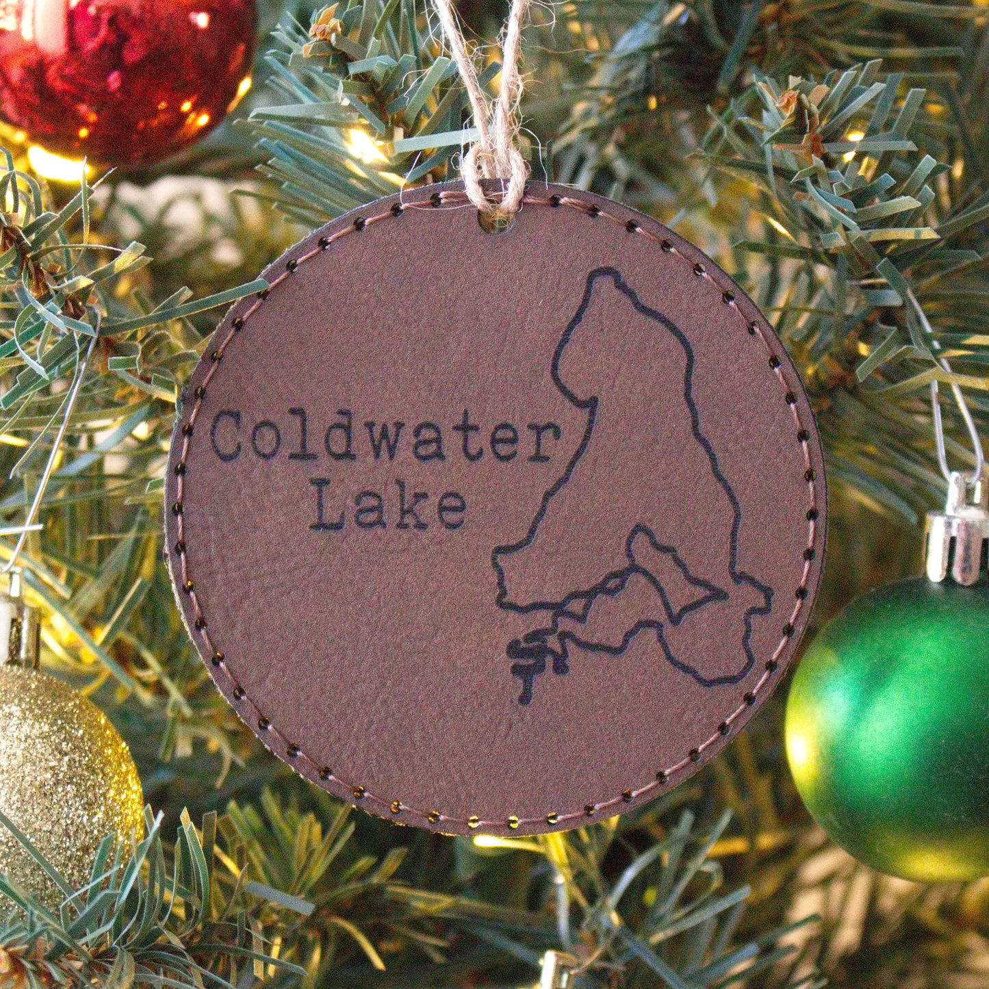 Leather Christmas Ornament Lake (Michigan)