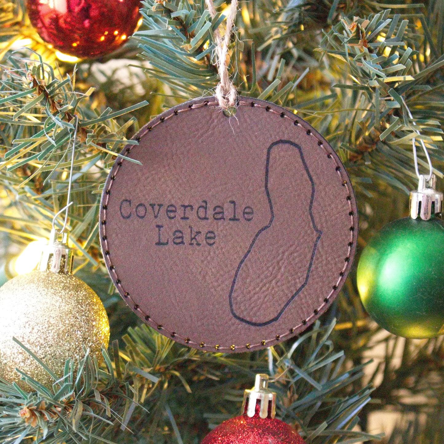 Leather Christmas Ornament Lake (Michigan)