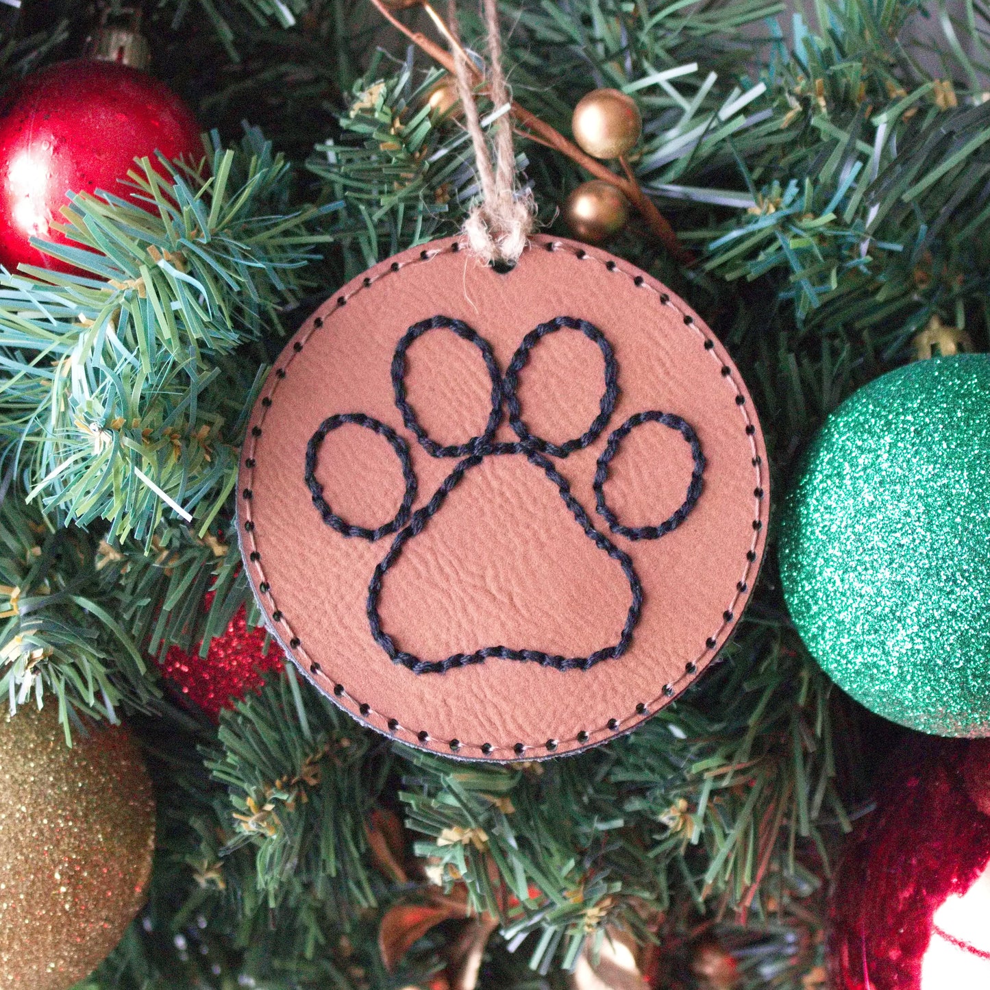 Leather Color Stitched Christmas Ornaments - Matt Granger Designs