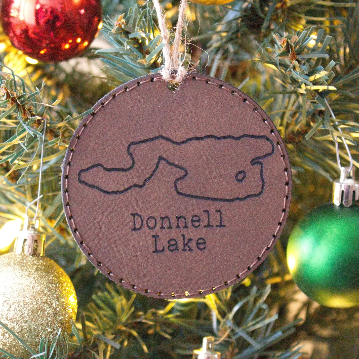 Leather Christmas Ornament Lake (Michigan)
