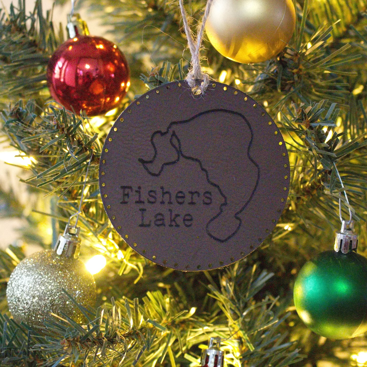 Leather Christmas Ornament Lake (Michigan) - Matt Granger Designs
