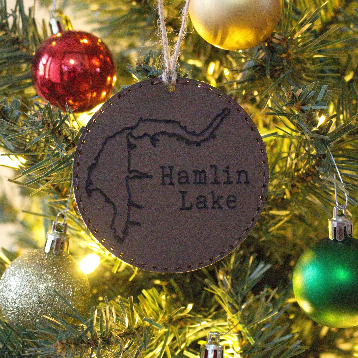 Leather Christmas Ornament Lake (Michigan) - Matt Granger Designs
