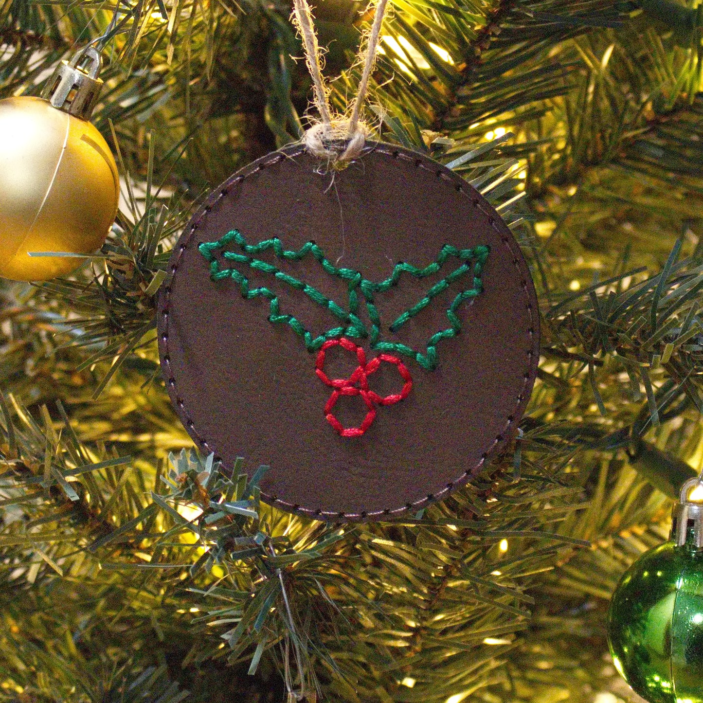 Leather Color Stitched Christmas Ornaments - Matt Granger Designs