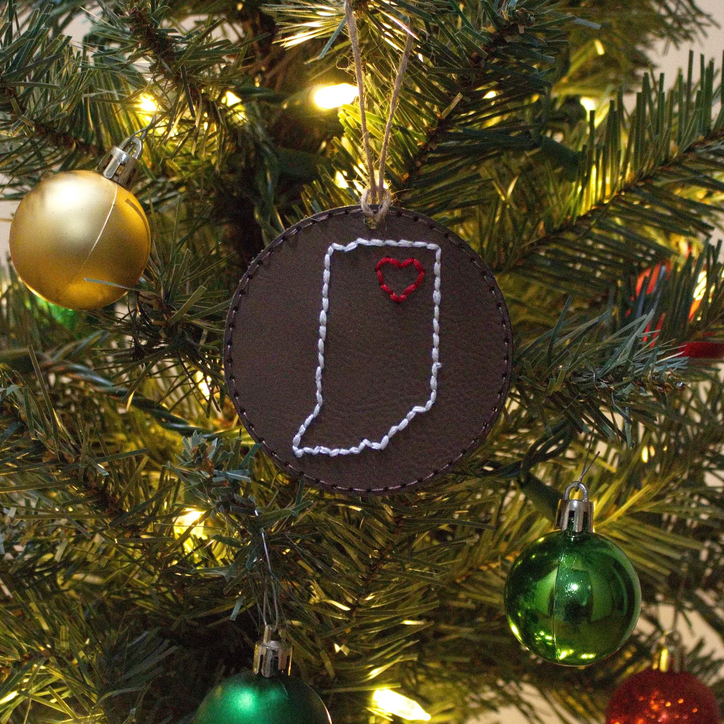 Leather Color Stitched Christmas Ornaments - Matt Granger Designs