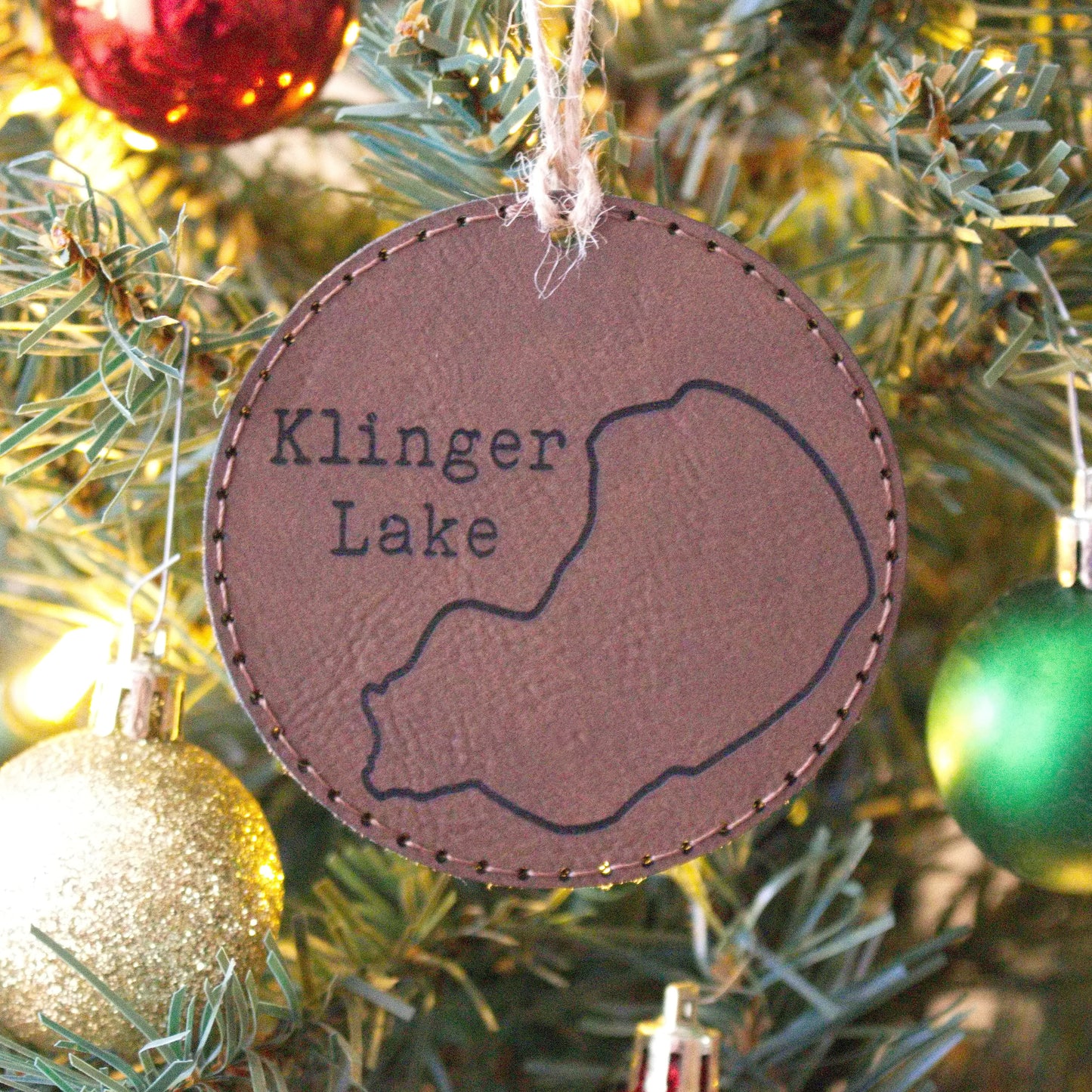 Leather Christmas Ornament Lake (Michigan)