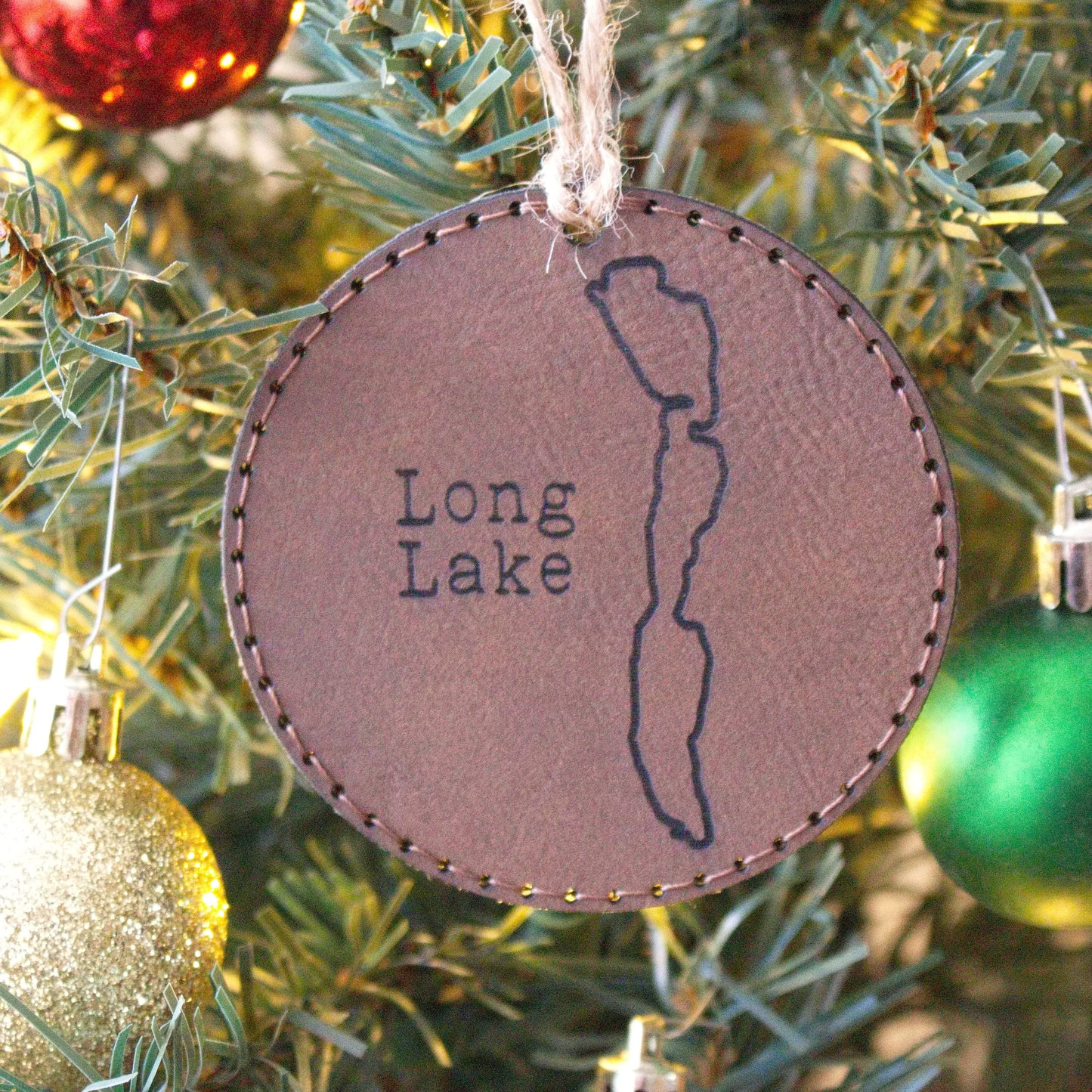 Leather Christmas Ornament Lake (Michigan)