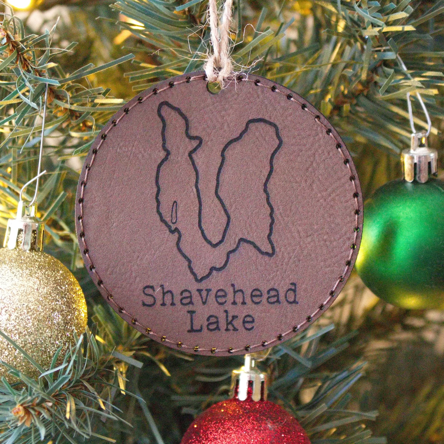 Leather Christmas Ornament Lake (Michigan)