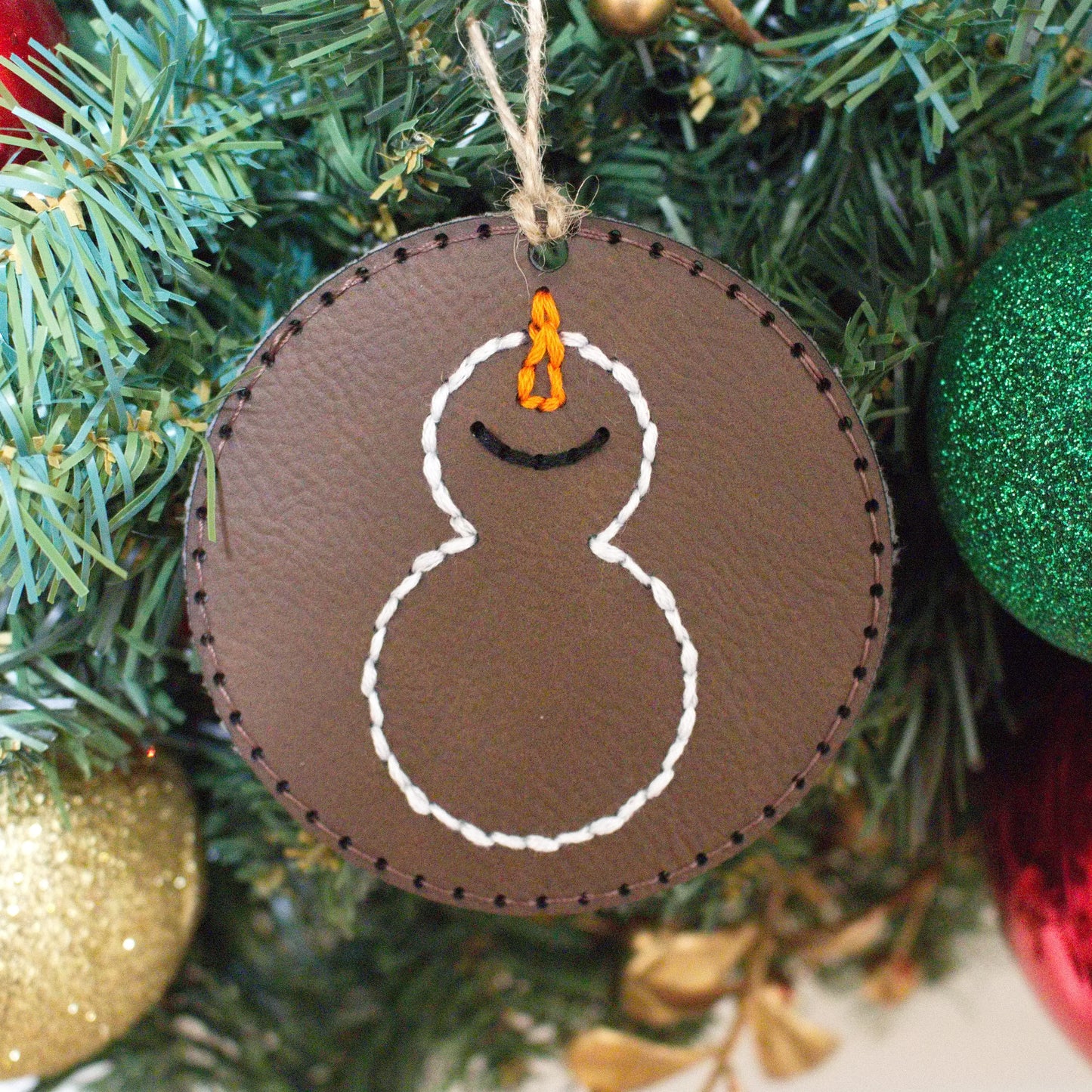 Leather Color Stitched Christmas Ornaments - Matt Granger Designs