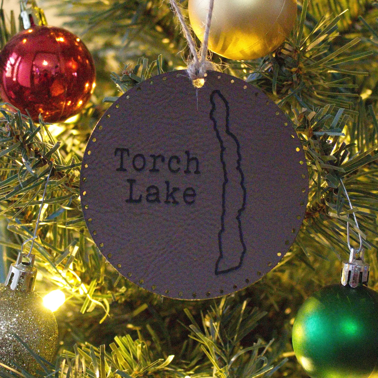 Leather Christmas Ornament Lake (Michigan) - Matt Granger Designs