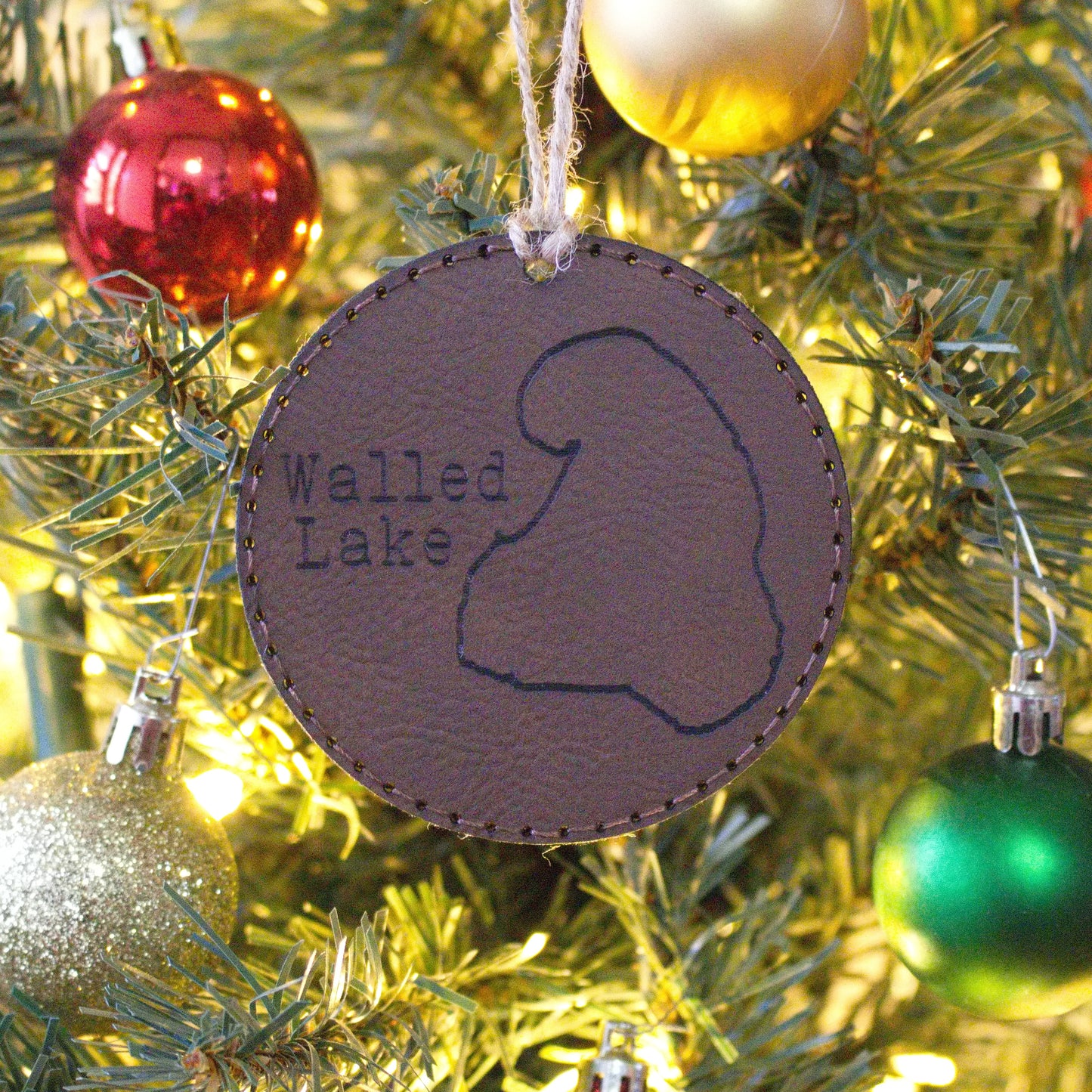 Leather Christmas Ornament Lake (Michigan) - Matt Granger Designs