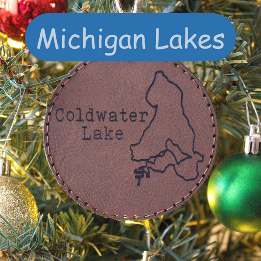 Leather Christmas Ornament Lake (Michigan) - Matt Granger Designs
