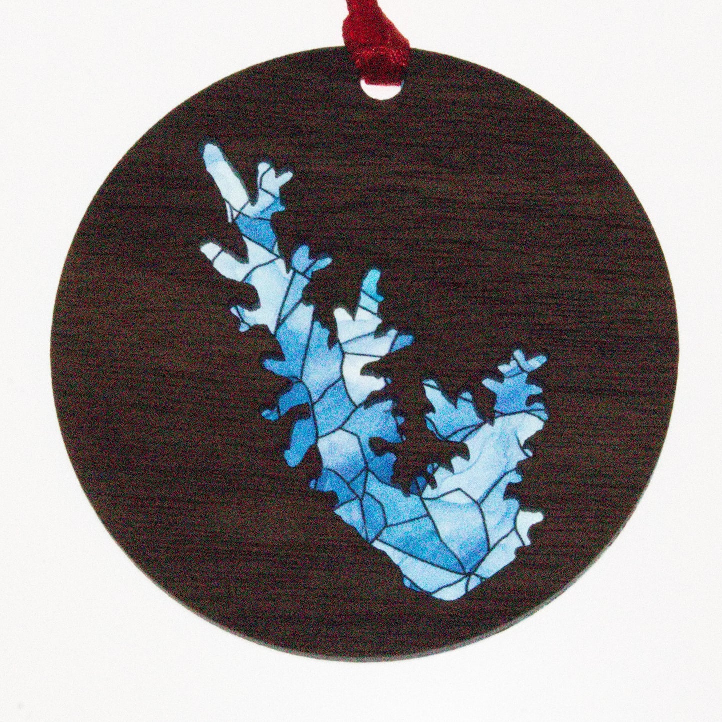 Mosaic Acrylic and Wood Christmas Ornament Lake (Indiana)
