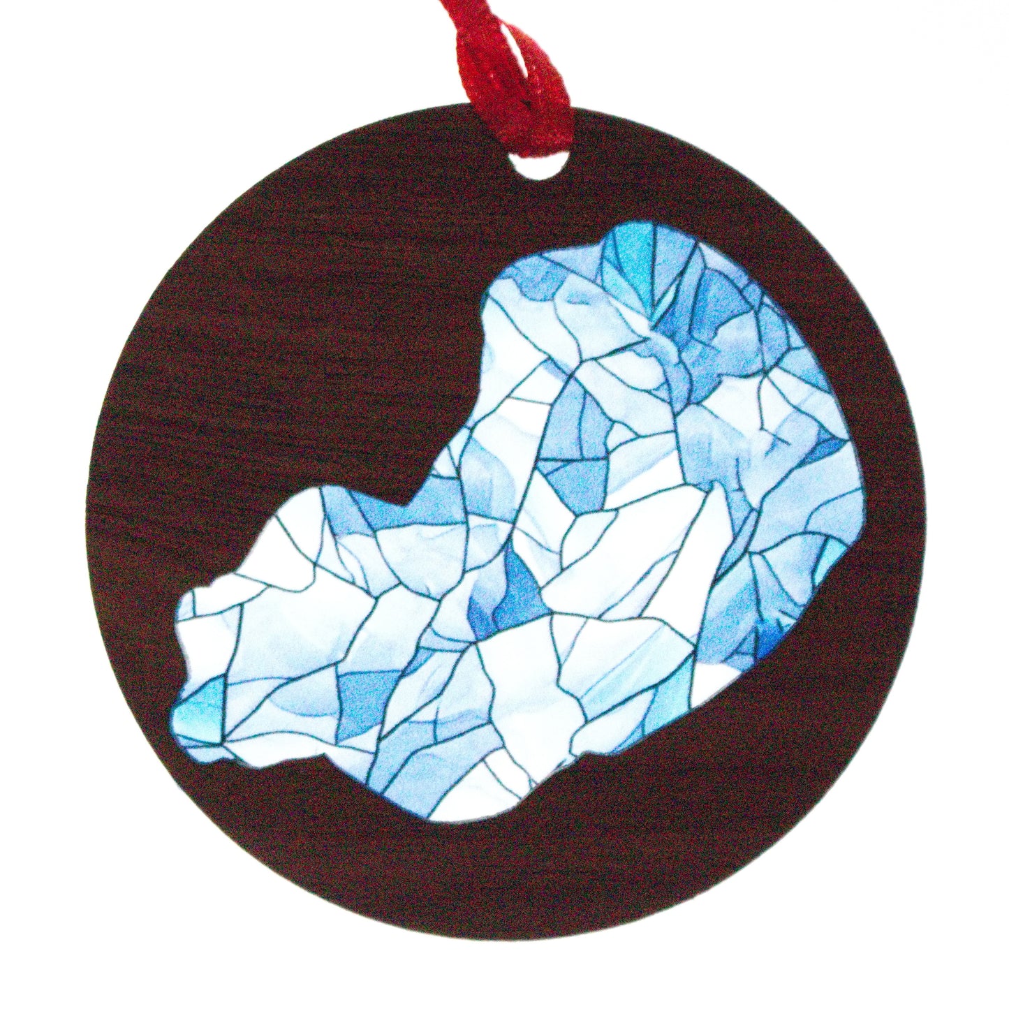 Mosaic Acrylic and Wood Christmas Ornament Lake (Michigan)