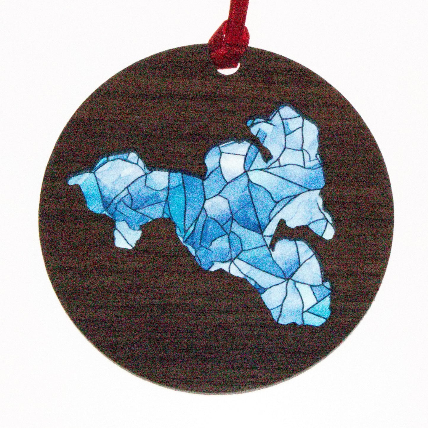 Mosaic Acrylic and Wood Christmas Ornament Lake (Indiana)