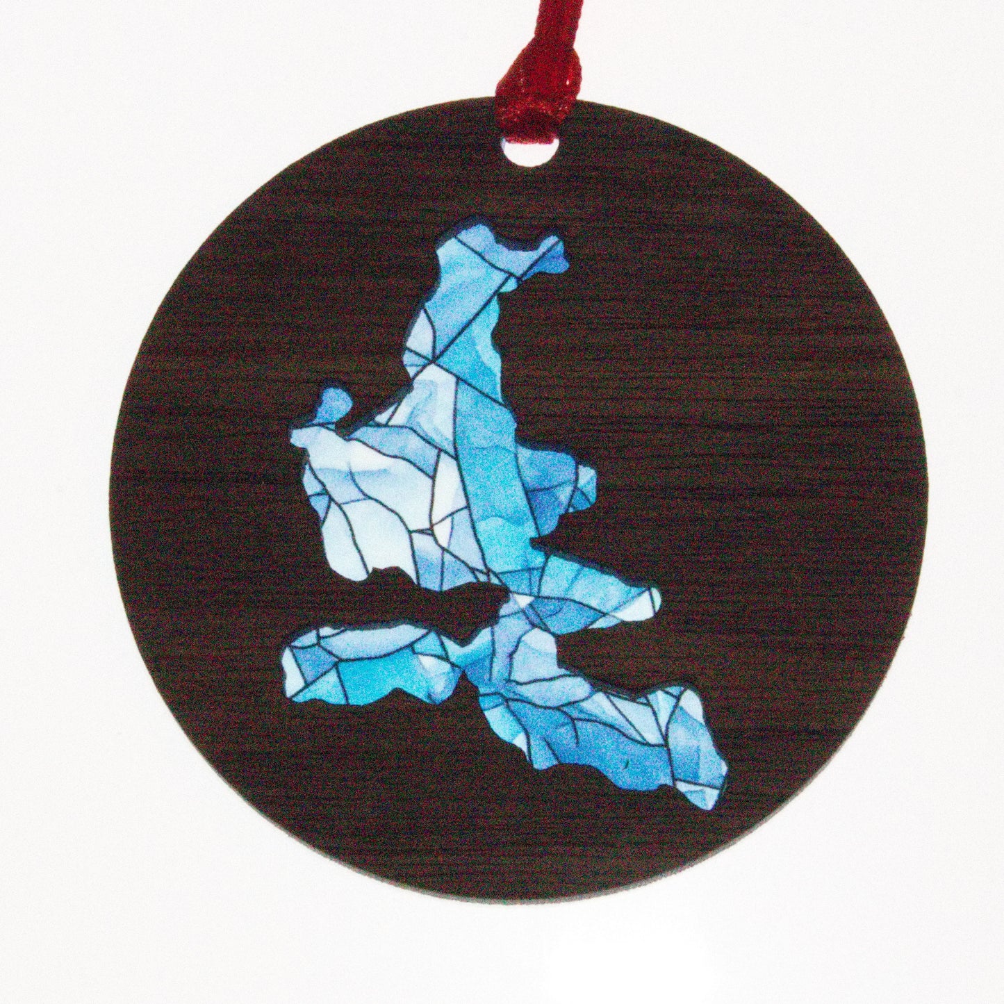 Mosaic Acrylic and Wood Christmas Ornament Lake (New York)