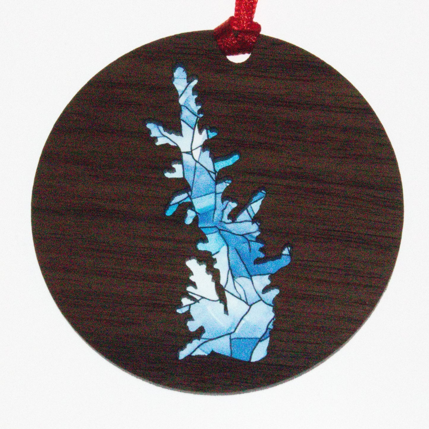 Mosaic Acrylic and Wood Christmas Ornament Lake (Indiana)