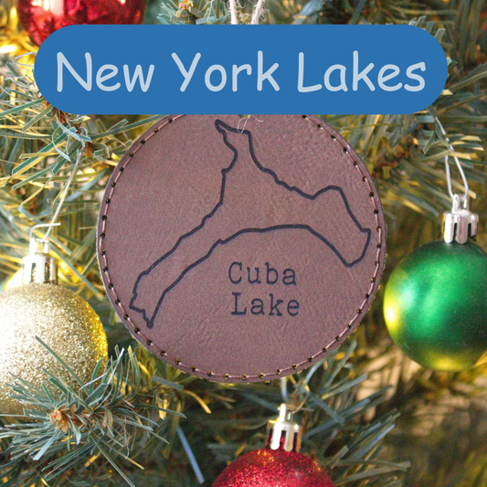Leather Christmas Ornament Lake (New York) - Matt Granger Designs