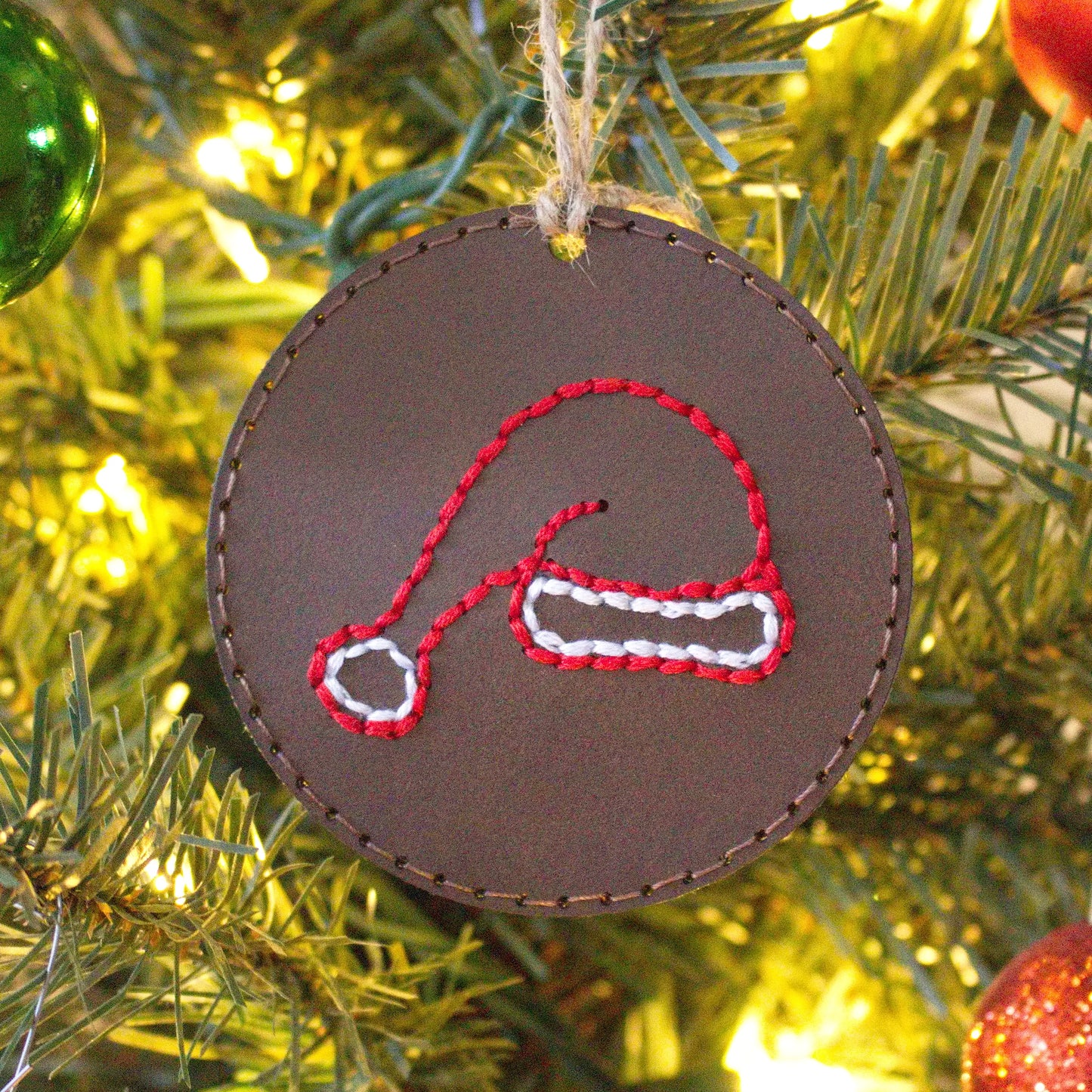 Leather Color Stitched Christmas Ornaments - Matt Granger Designs