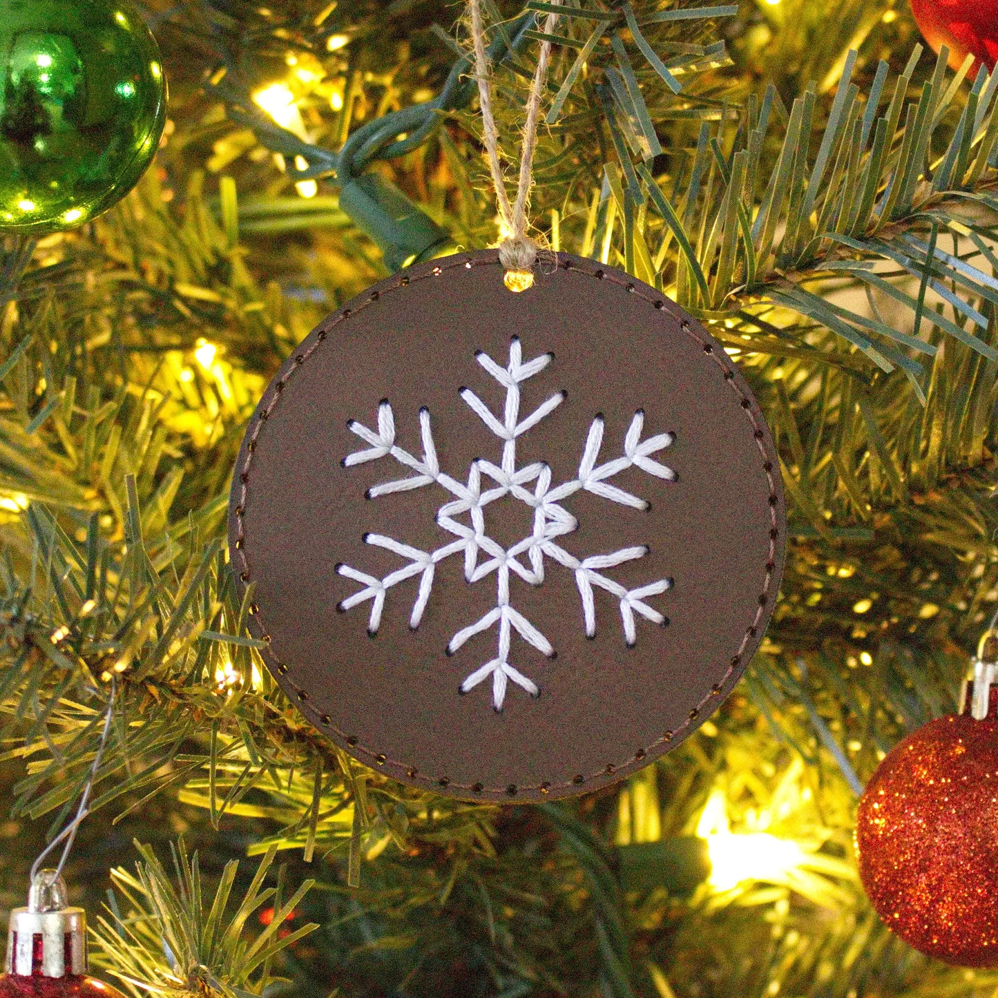 Leather Color Stitched Christmas Ornaments - Matt Granger Designs