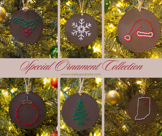 Leather Color Stitched Christmas Ornaments - Matt Granger Designs