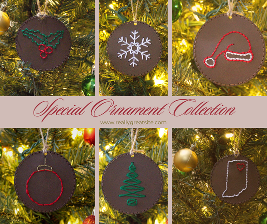 Leather Color Stitched Christmas Ornaments