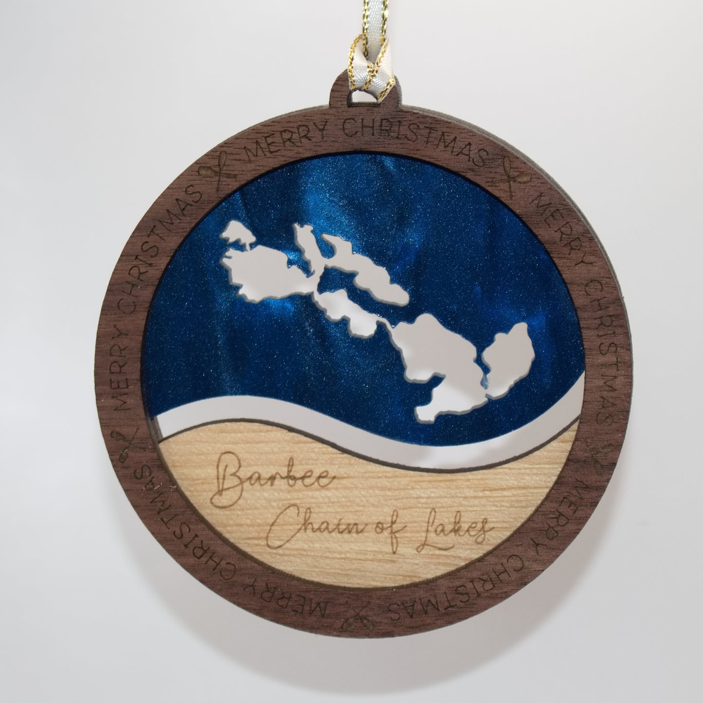 Wave Acrylic and Wood Christmas Ornament Lake (Indiana)